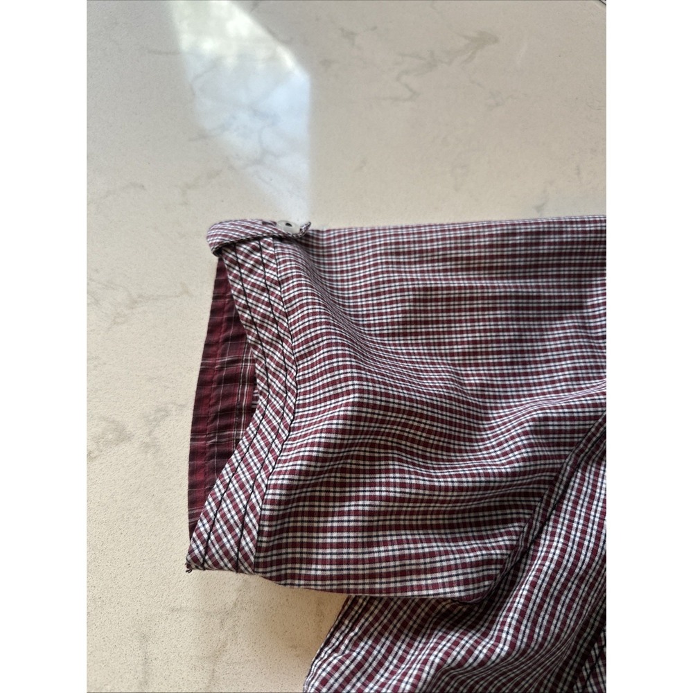 Michael Brandon Mens Plaid Button Up Red Blue Short Sleeve Shirt Pockets Sz Lg - Picture 5 of 10